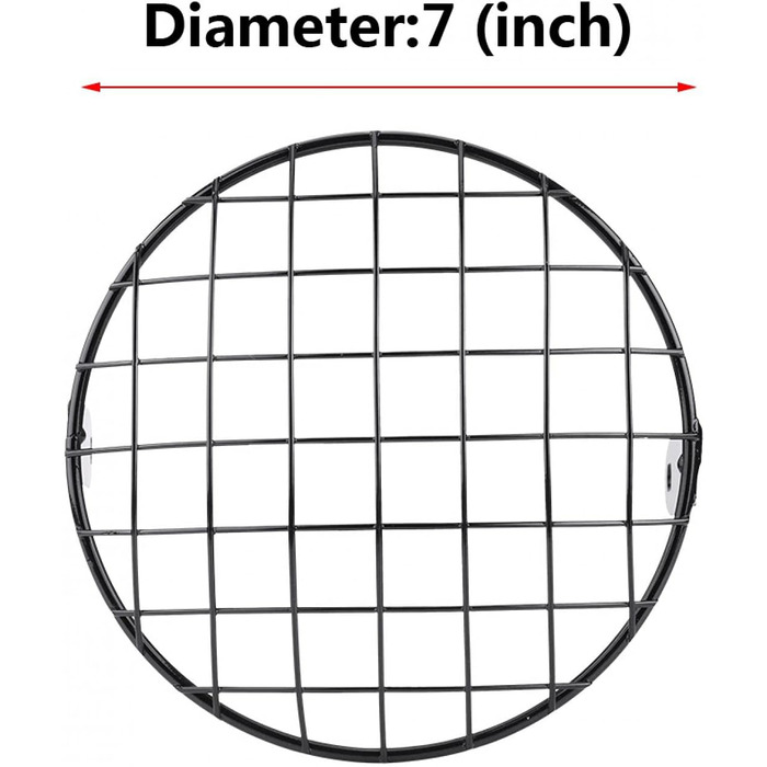 Кришка ліхтаря фари мотоцикла, портативний 7-дюймовий абажур з модифікованою решіткою радіатора для мотоцикла, універсальна сітка для мотоциклетних фар Маска з бічним кріпленням для Cafe Racer (чорний), 7