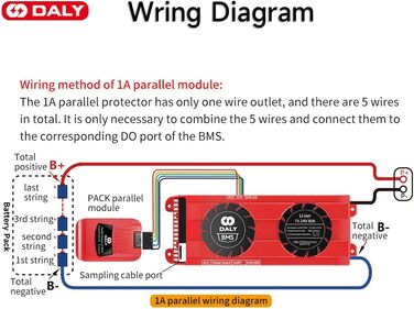 Паралельний модуль DALY BMS 1 A з вентилятором Smart BMS LiFePo4 8S 24 В 250 А та портом CAN, Smart BMS Bluetooth ключ для літієвих акумуляторів 3,2 В, інвертор, ДБЖ та домашня система зберігання (Li-ion 7S 24V CAN BT, 80A вентиляторпаралельний Module1A)