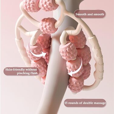 Ручний ролик для шин гомілки Масажний ролик для глибоких тканин на 360 Аксесуари для фітнес-вправ, ручний масажний інструмент 15-Rad Wrap-Around для жінок Чоловіки Rose