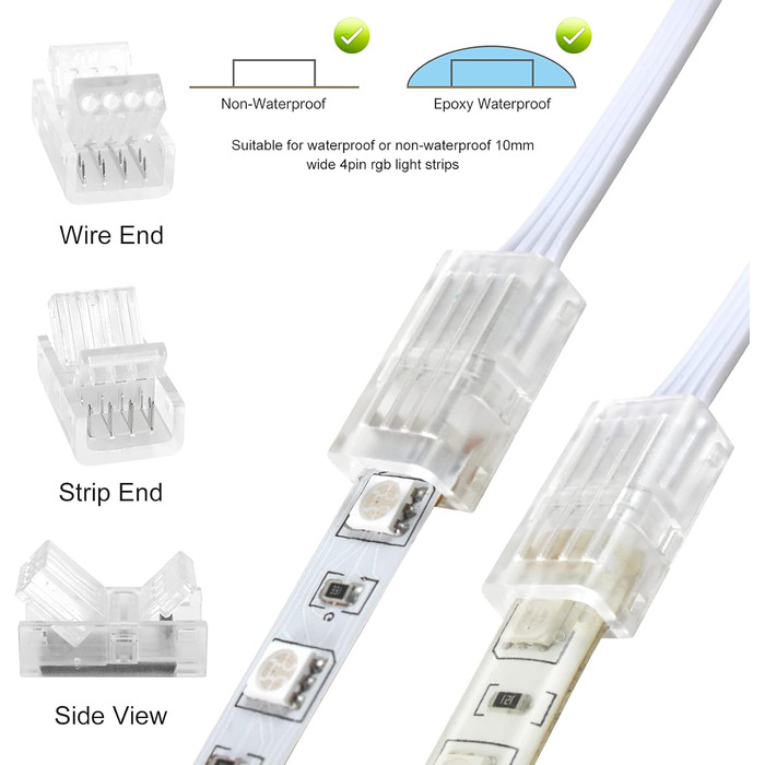 Контактна світлодіодна стрічка 10 мм і 10 м 3-контактний подовжувач Аксесуари для світлодіодних стрічок з викруткою для світлодіодних стрічок WS2811/WS2812B (4-контактний комплект), 10 шт., 3-