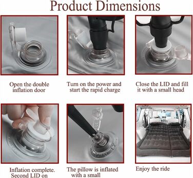 Автомобільний надувний матрац GLILAR Надувний автомобільний надувний матрац з повітряною подушкою, універсальний матрац, ліжко, позашляховик, MPV, подорожі на свіжому повітрі, кемпінг, спальний надувне ліжко, дорожнє ліжечко, автомобільні аксесуари