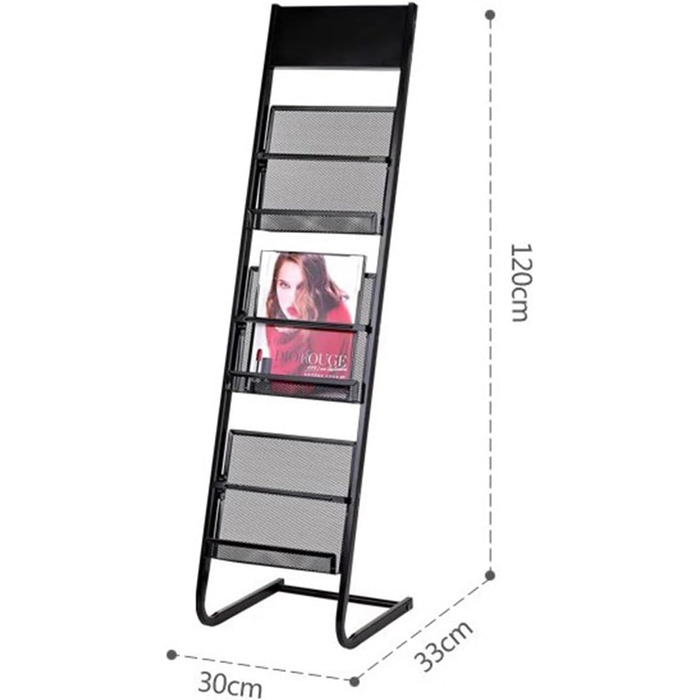 Підлоговий стелаж для журналів, інформаційний стенд, підставка для газет з 3 відділеннями, підлоговий сталевий органайзер для журналів, газет і документів Informa White