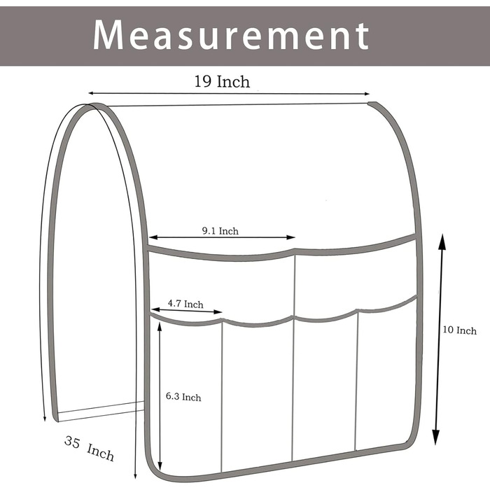 Крісло-кадді, тримач пульта дистанційного керування для дивана, крісло-лежак, підлокітник, кишеньковий органайзер для дивана, крісло з 7 кишенями для журналів, окулярів, iPad, телефону, темно-сірий 19 35 сірий темно-сірий