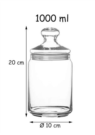 Горщик Клубна банка з кришкою, банка для зберігання, форма для цукерок, 1 літр, скло, прозора, 12404