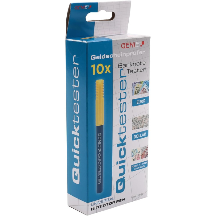 Ручка GENIE Quicktester Money Checker Pen (нескладний захист від фальшивих грошей), 10 шт. ука (10 упаковок)