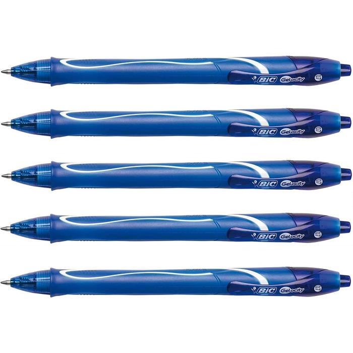 Гелева ручка BIC Gelocity Quick Dry, ширина лінії синя, 5 шт.