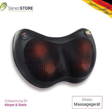 Масажна подушка для масажу шиї, плечей, спини з функцією тепла Shiatsu Heat Pad Massager німецького бренду Quality