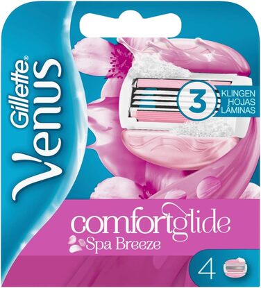 Леза для бритви Gillette Venus Comfortglide Breeze Spa для жінок з гелем для гоління подушка для захисту шкіри, 4 змінні леза Spa Breeze