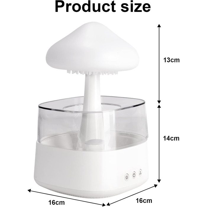 Крапельний зволожувач води для дощової хмари 450 мл, дифузор ефірного масла для ароматерапії дощової хмари з 7 кольоровими світлодіодними ліхтарями, дифузор нічного світла з дощовою хмарою для домашнього офісу в спальні