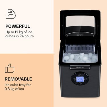 Л Ice Cube Machine, Ice Cube Machine для 12 кг великих і малих кубиків льоду, міні Ice Cube Machine зі світлодіодним дисплеєм, самоочисний Ice Cube Machine, 1,8