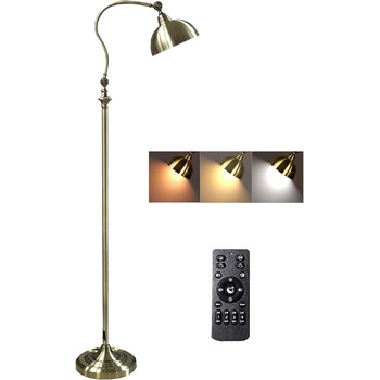 Торшер ACMHNC Vintage Dimmable, ретро-бронзовий промисловий торшер, світлодіодна лампа для читання із захистом очей з дистанційним керуванням (включаючи ножний перемикач), регульований торшер для їдальні, спальні