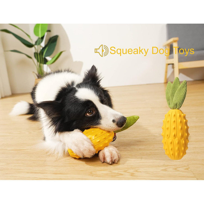 Іграшки для собак Acecy, Chew Toys Dog Almost Indestructible, Squeaky Dog Toys For Puppies Medium and Large, Rubber Horned Melon Dog Toys