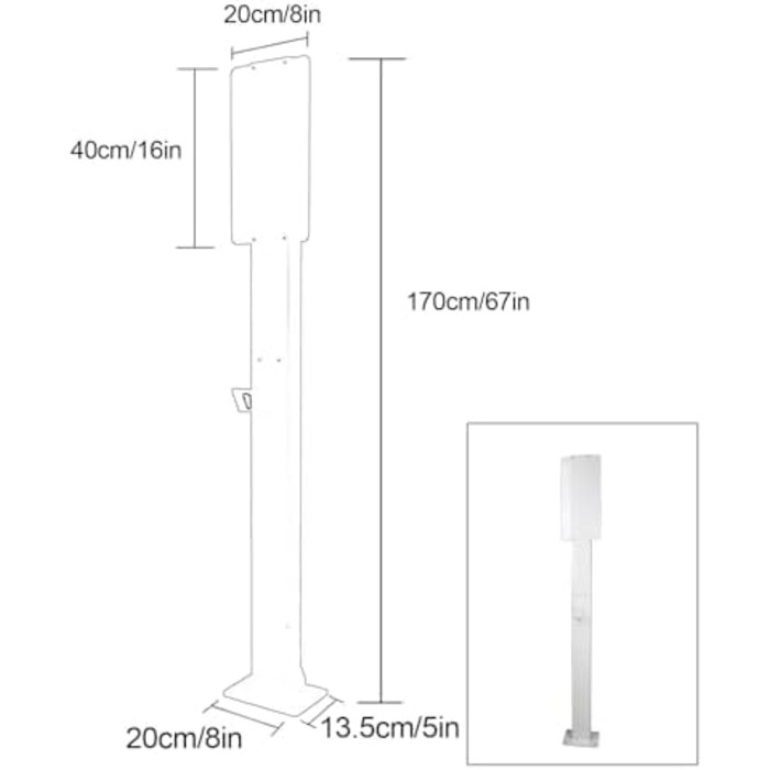 Відкрита зарядна станція для електромобілів, зарядна колонка для електромобілів, зарядні станції для електромобілів, опорний стовп для зарядної станції для електромобілів, сумісна з мобільним розємом (білий, 170 см)
