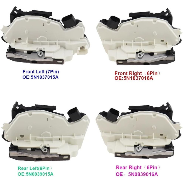 Привід центрального замка Привід дверного замка Засувка центрального механізму Костюм для VW Для Tiguan Для Passat Для CC Для Skoda Для Fabia For Superb Для сидіння 2007-2023 5N1837015A Привід замка засувки (колір передній правий