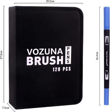 Набір ручок Vozuna Набір фломастерів двосторонній 120 кольорів, Набір ручок Fineliner для ручного напису Каліграфія Акварельні пензлі Манга