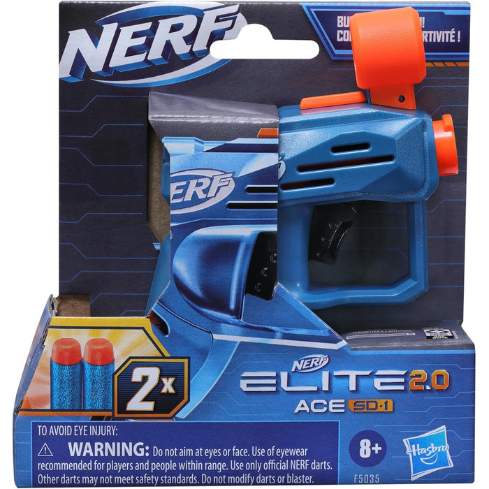 Бластер для дротиків NERF Elite 2.0 Ace SD-1, 2 дротики Elite, ручка, вбудований тримач для 1 дротика