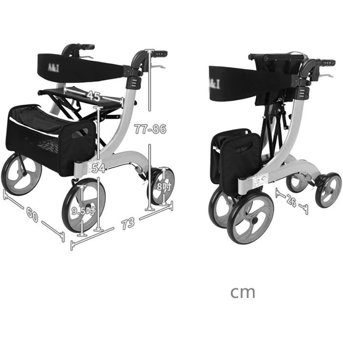 Допоміжні засоби для ходьби для людей похилого віку, Rollator, Rollator, Допоміжні засоби для ходьби для літніх людей, Легкі допоміжні засоби для ходьби з сидінням і колесами, Медичні допоміжні засоби для ходьби, Допоміжні засоби для ходьби на колесах для