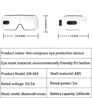 Масажер для очей Juwaacoo Вібраційний масаж Гарячий компрес Bluetooth Музика Захист очей знімає втому Світлодіодний дисплей (A)