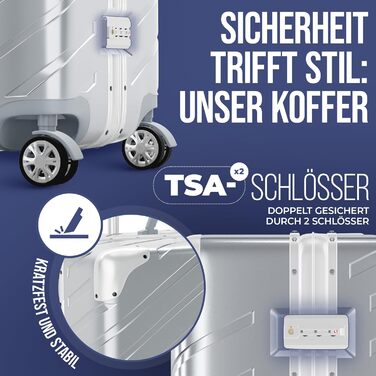 Валіза з твердим корпусом велика 105 л Дорожня валіза з алюмінієвим каркасом - Надзвичайно міцна валіза на візку з кріпленням для сумки WATERPROOF Захист кутів (сріблястий, валіза 29 дюймів) Валіза 29 дюймів срібляста