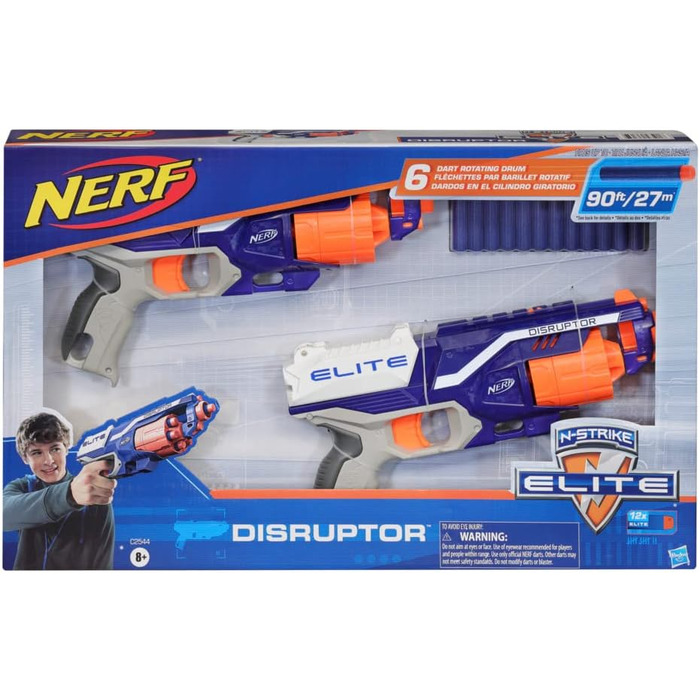 Бластери Disruptor, 12 дротиків Nerf Elite - обертовий барабан на 6 дротиків, швидкий вогонь, 2pack - 2