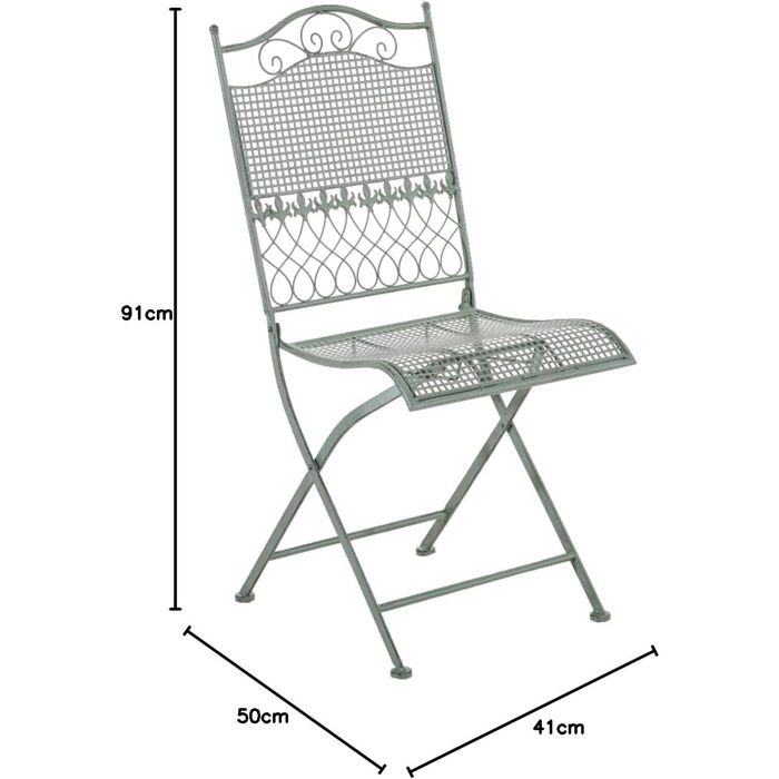 Набір з 2 залізних садових стільців Складні стільці Kiran I з благородним декором, колір античний зелений