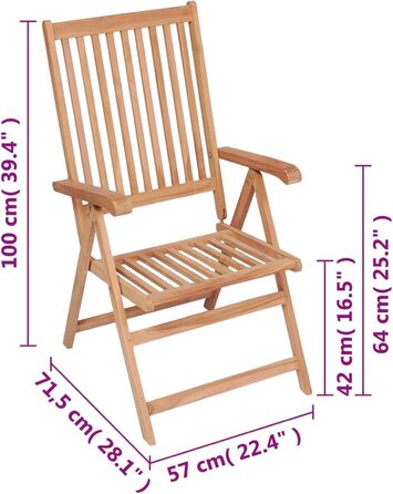 Регульовані садові стільці ZEYUAN 6 шт. високі стільці, кемпінгові стільці, крісла, стільці, стійкий до погодних умов, садовий стілець, тик з масиву дерева