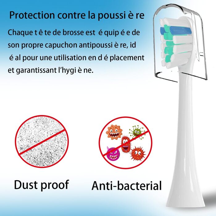 Насадки для щітки, сумісні з моїми варіаціями Електрична зубна щітка, змінні щітки підходять для моїх варіацій Звукова зубна щітка (біла), 6 шт.