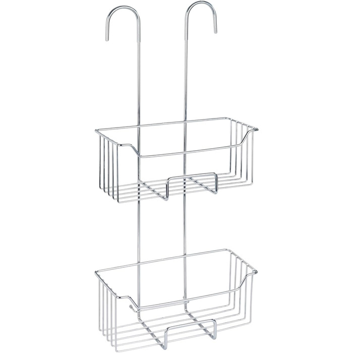 Термостатичний душовий піддон WENKO Mod. Milo, 2 полиці, душова полиця для підвішування на кран, полиця з нержавіючої сталі (нержавіюча), 25 x 55 x 14 см, блискуче срібло 2 полиці