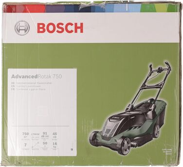 Газонокосарка Bosch AdvancedRotak 750 (1700 Вт, ширина зрізу 44 см, площа газону до 750 м, в коробці) AdvancedRotak 750 Новий дизайн