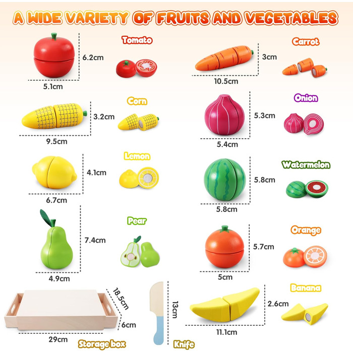 Дитяча кухня грати кухонні аксесуари дерево від 2 3 4 років, дитячі кухонні аксесуари овочі харчові іграшки, кухонні іграшки навчальні іграшки рольові ігри подарунок для хлопчика і дівчинки від 2 3 4 років