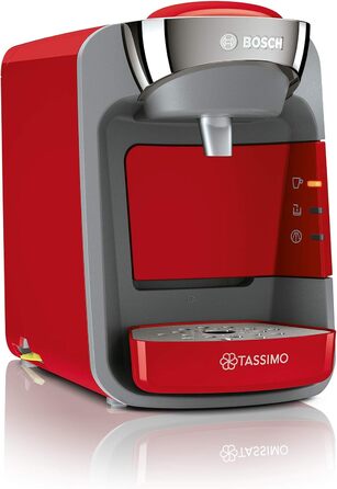 Капсульна машина Tassimo Suny TAS3208 кавоварка від Bosch, понад 70 напоїв, повністю автоматична, підходить для всіх чашок, майже без часу нагрівання, 1300 Вт, червоний/антрацит