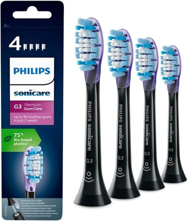 Насадки для зубної щітки Philips Sonicare Original G3 Premium Gum Care Standard - 4 упаковки в чорному кольорі (модель HX9054/33) 4 шт. и