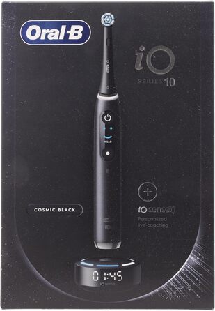 Електрична зубна щітка Oral-B iO Series 10 змінна щітка, Bluetooth, 7 режимів чищення, тренування, 1 дорожня сумка, 1 сумка, чорний / космічний чорний (упаковка може відрізнятися)