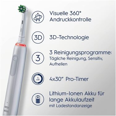 Електрична зубна щітка/електрична зубна щітка Oral-B PRO 3 3900, подвійна упаковка, з 3 режимами чищення та візуальним регулюванням тиску на 360 для догляду за зубами, подарунок чоловіку/жінці, дизайн Braun, білий/чорний Старий сингл