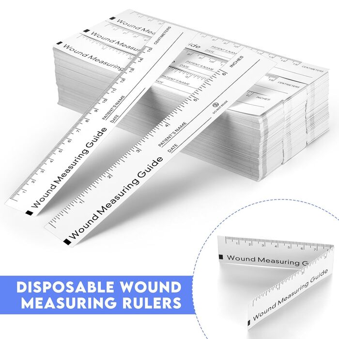 Лінійка для ран Janlaugh 1000 шт, 15,2 см, стрічка для вимірювання ран, паперова лінійка для вимірювання ран, лінійка двостороння, одноразова паперова рулетка, інструменти для вимірювання ран для медсестер, догляд за ранами на тілі