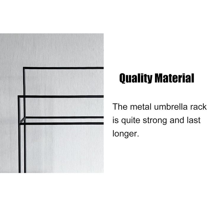 Тримач для парасольки Чорна металева підставка для парасольки, підставка для парасольки з піддоном для крапель, прямокутна, видовбана тримач для парасольки, для малих і великих парасольок, спортивного інвентарю