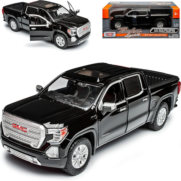 НОВИЙ G*M*C Sierra 1500 Denali Crew Cab Pick-Up Black 2019 1/27 1/24 Motormax Модель автомобіля з індивідуальним номерним знаком