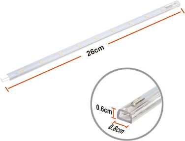 Світлодіодний світильник під шафою з перемикачем 8,5 Вт 760LM 3000k Тепле біле світло Стрічка Кухонна лампа Вітрина Освітлення шафи Освітлення шафи зі смугами 6x26 см для кухонної шафи Можливість розширення за допомогою вставної системи 68,5 Вт 3000K