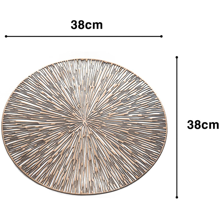Круглі підкладки, вінілові підкладки 38x38 см, порожнисті підкладки, скляні підставки, нековзні, протиошпарювальні, водонепроникні, миються, ПВХ підкладки для кухні весілля кафе ресторану (золото), 6 шт.