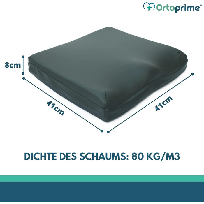 В'язкоеластична протипролежнева подушка OrtoPrime - 80 кг/м3 - Ортопедична подушка для сидіння з піною з ефектом пам'яті - Лікувальна подушка знімає куприк - Офісна та домашня інвалідна коляска