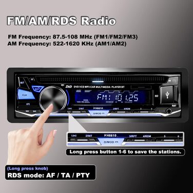 Автомобільна стереосистема Alondy з програвачем CD/DVD Bluetooth USB, CD-тюнер 1Din з радіо RDS FM AM MP3 SD AUX DVD-1 Din