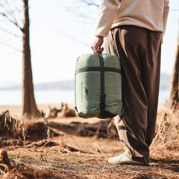 Бавовняний спальний мішок Naturehike 3-4 сезони водонепроникний легкий спальний мішок з ковдрою для кемпінгу, подорожей та активного відпочинку на природі - ідеальний для дорослих та дітей - 220 x 115 см зелений