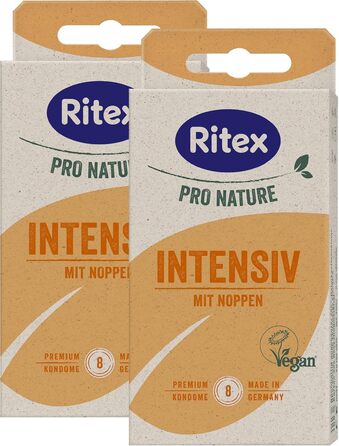 Презервативи Ritex Pro Nature Intensive - натуральні нубовані - веганські, екологічні, зроблено в Німеччині, 16 шт. 16 шт. (1 упаковка)