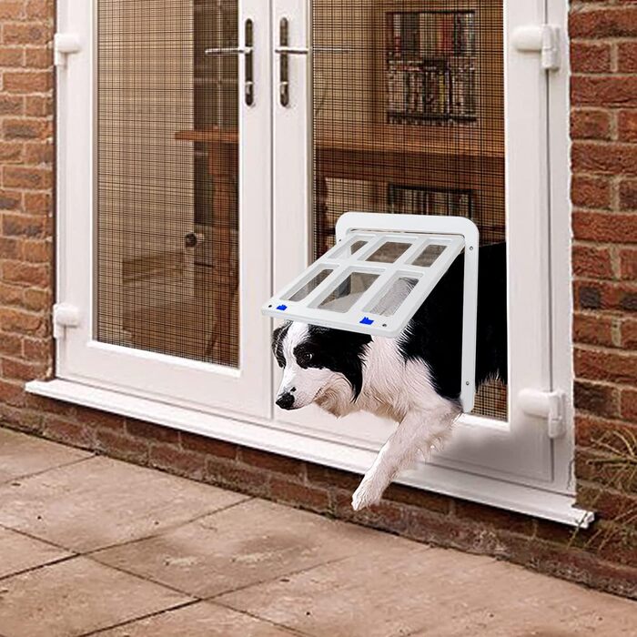 Для Fly Screen Dog Flap з магнітами Cat Flap Fly Screen Door Легке встановлення для котів/собак (34 см x 44 см) (Розмір 34 см x 44 см, білий)