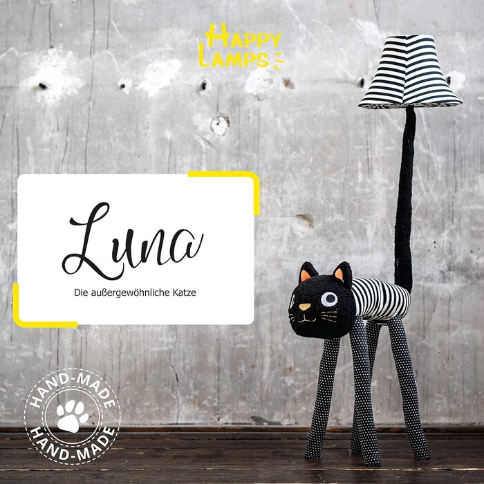 Світлодіодний торшер Happy Lamps Luna, дитяча кімната, ідея подарунка, висота 126 см, дизайнерський світлодіодний торшер, ручна робота, захищений від дітей торшер, найвища якість, ідеальний світильник для дитячої кімнати