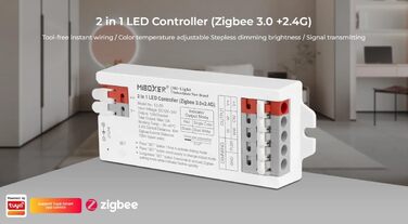 Диммер Milight Miboxer Zigbee3.0, контролер одноколірної світлодіодної стрічки, 12 В/24 В, сумісний із додатком Zigbee Storeo Echo / голосовим керуванням, (E2-zr)