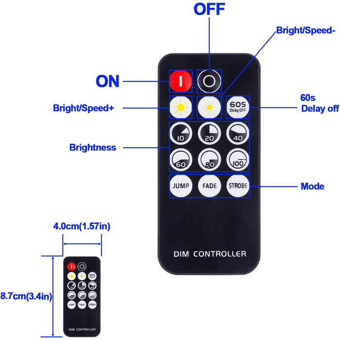 В 12 В 24 В 30 А радіочастотна світлодіодна стрічка Диммер ШІМ-контролер затемнення Бездротове керування або за допомогою кнопки для регулювання яскравості Підходить для світлодіодних стрічок (міні-світлодіодний диммер), 5