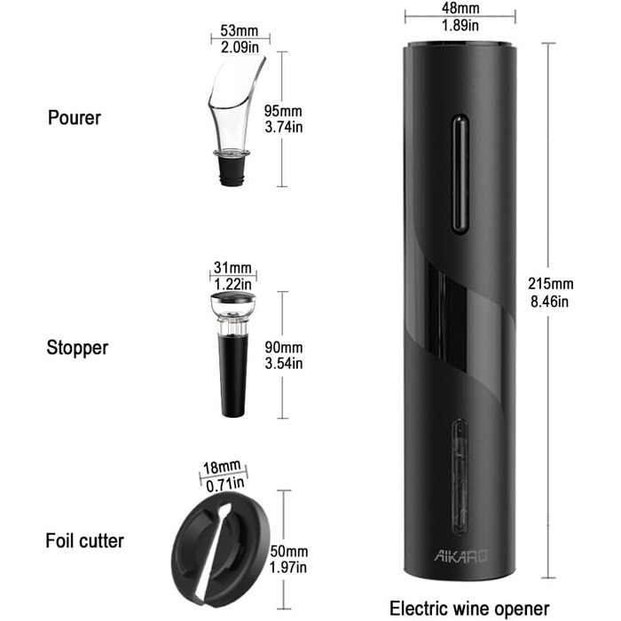Електричний штопор для вина Відкривачка для пляшок вина Автоматична відкривачка для пляшок, перезаряджається (набір) Набір, перезаряджається