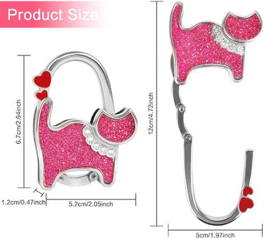 Тримач сумки для столу 2 шт. Котяча сумочка тримач гачок Складаний гачок для сумки Металевий тримач сумочки для столу Тримач сумочки гачок для сумочки для жінок (рожевий, чорний)