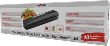 Вакуумний пакувальник Grafner зі швом 30 см, в т.ч. 10 пакетів для вакуумного пакування та різак для фольги, зі знімним піддоном для крапель, їжа залишається свіжою до 8 разів довше, вакуумний пакувальник фольгованого ущільнювача